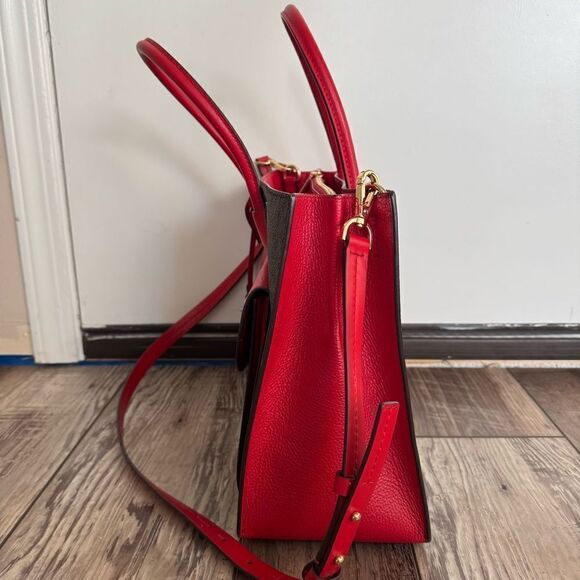Michael Kors Red and Brown Large Mercer Tote - Picture 2 of 7